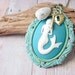 Mermaid Cameo Pendant Turquoise Teal Hand Patinaed Setting Nautical Necklace Gift Box