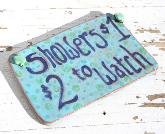 Hand Made Clay Outdoor Shower Sign Summer Fun by MellowMermaid