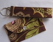 Mini Wallet and Key Fob Set in Amy Butler Brown Lacework and Camel Full Moon (see shop annc. for free shipping offer)