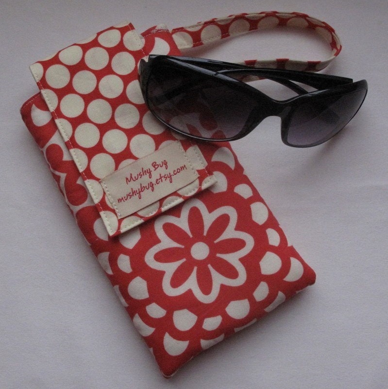 Glasses Case in Amy Butler Cherry Wallflower and Full Moon (see shop annc. for free shipping offer)