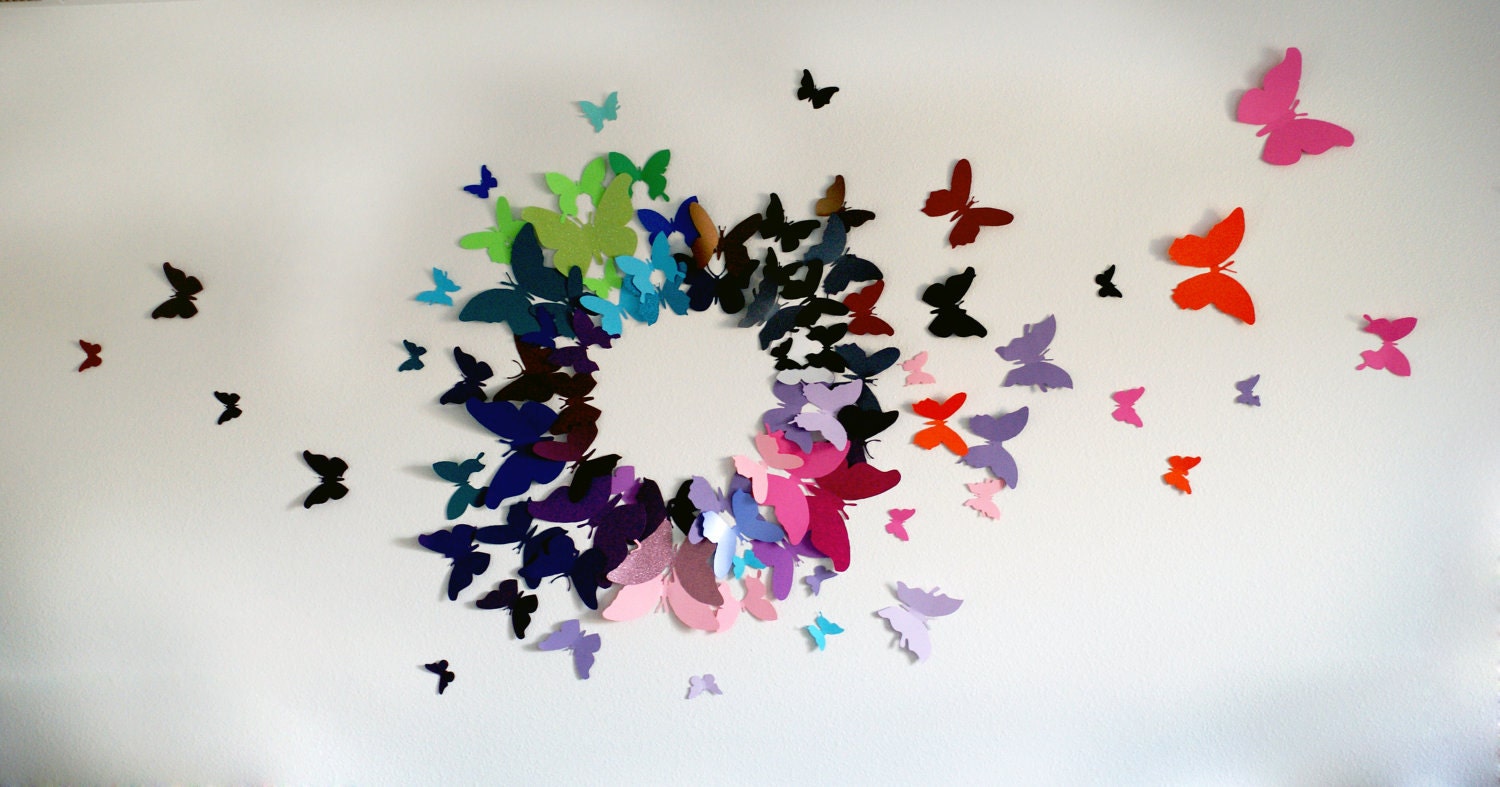 120 3D Butterfly Wall Art Circle Burst