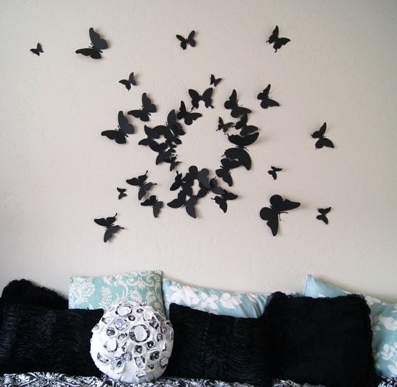 Free US Shipping- 40 3D Butterfly Wall Art Circle Burst
