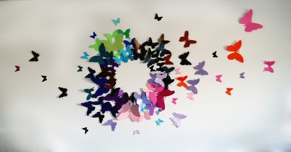 100 3D Butterfly Wall Art Circle Burst