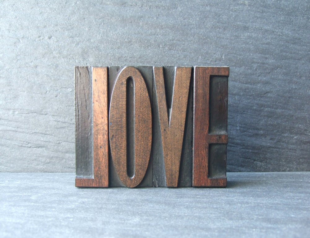 Simply LOVE - Vintage Letterpress Word