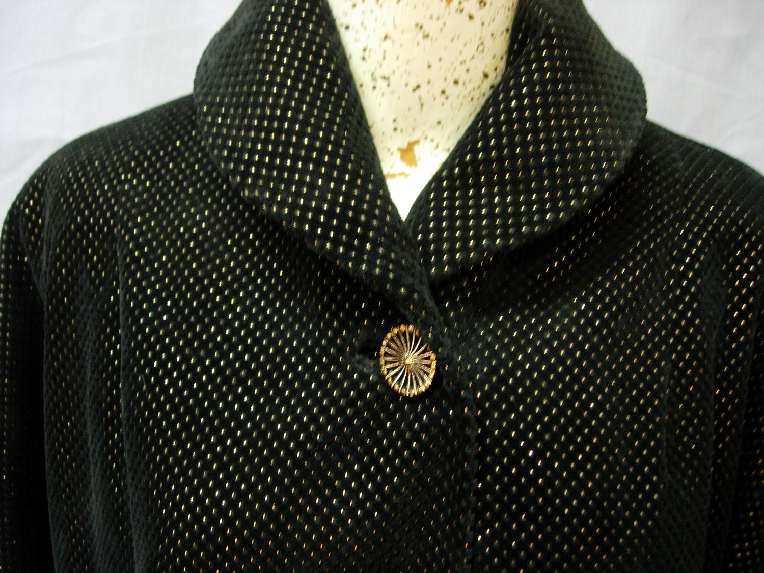 50's black velveteen and gold evening coat.