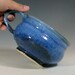 Soup mug ceramic, handled bowl, cappuccino chili onion soup crock, glazed in sapphire blue cream, handmade stoneware by hughes pottery