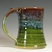 Coffee mug ceramic, beer tankard stein cup, glazed in green brown, handmade stoneware by hughes pottery