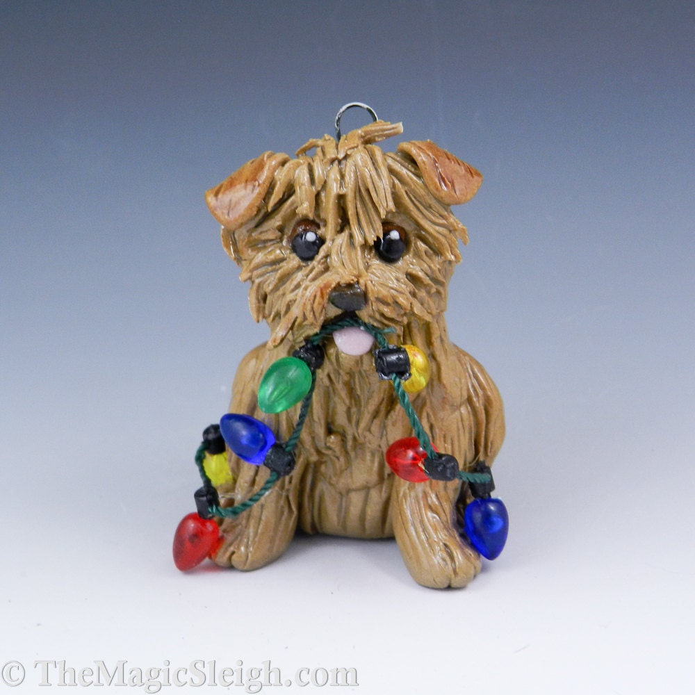 Norfolk Terrier Ornament with Christmas Lights Porcelain