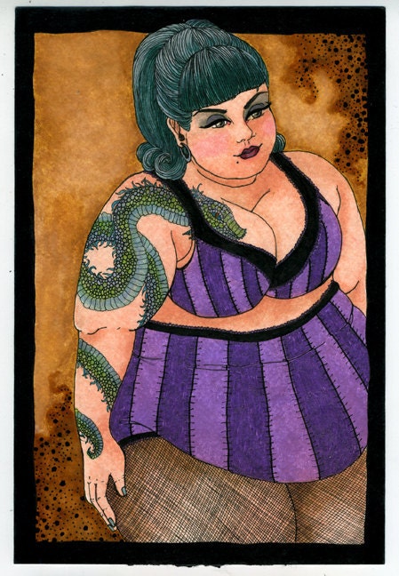 Roxy Fat girl Tattoo 6x9 print