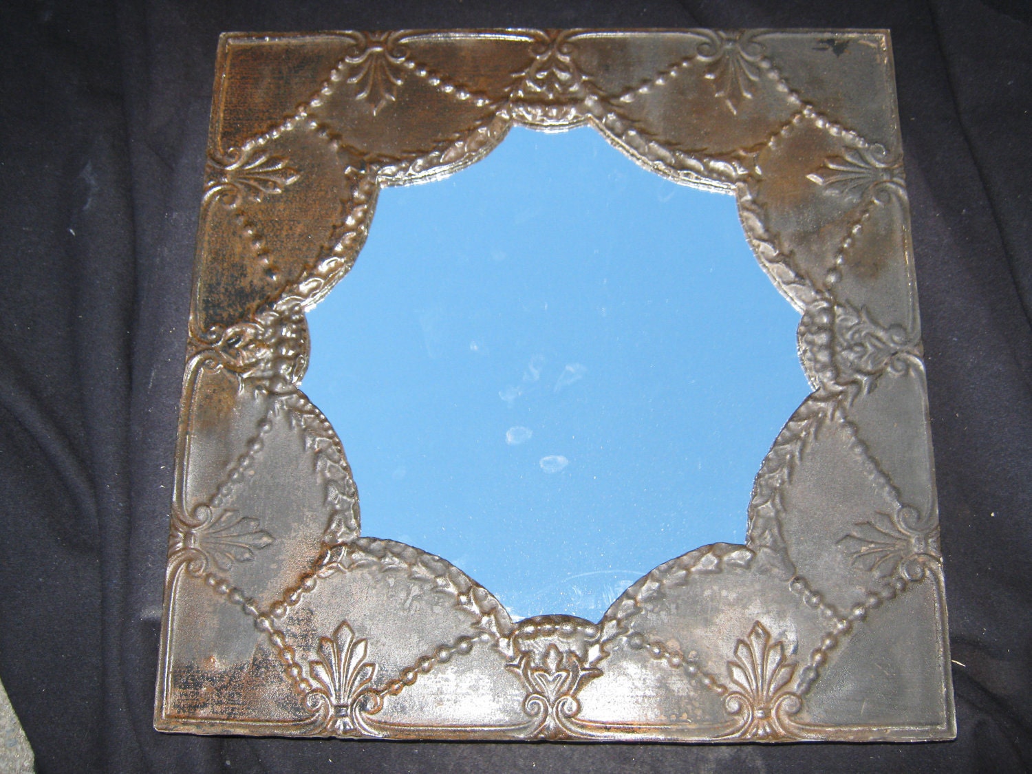 TIN CEILING Metal Mirror 22.5"x22.5" Square Decorative Shabby Recycled CHIC S 496
