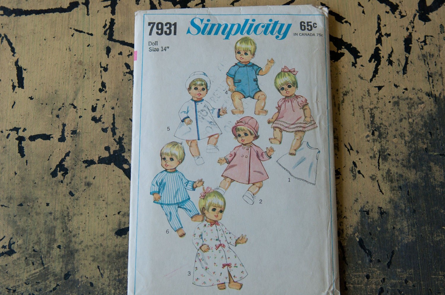 Simplicity 7931 Vintage Pattern - 14" Boy Girl Dolls' Wardrobe Betsy Wetsy Ginny Baby Little Lucy Baby Brothers