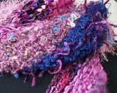 SALE Hand Knit Sassy Wrap Scarf in Garnet and Blue