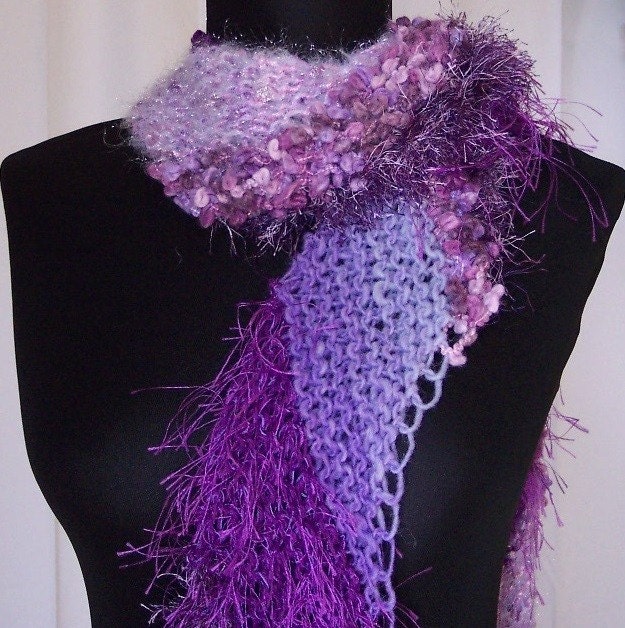 SALE Hand Knit Scarf Wrap in Lavender