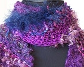 SALE Hand Knit Scarf Wrap in Purple