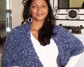 SALE Hand Knit Shawl in Blue Blueberry Hill Traveler