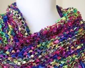 SALE Hand Knit Shawl Wrap Spring Summer Weight - Festival of Flowers