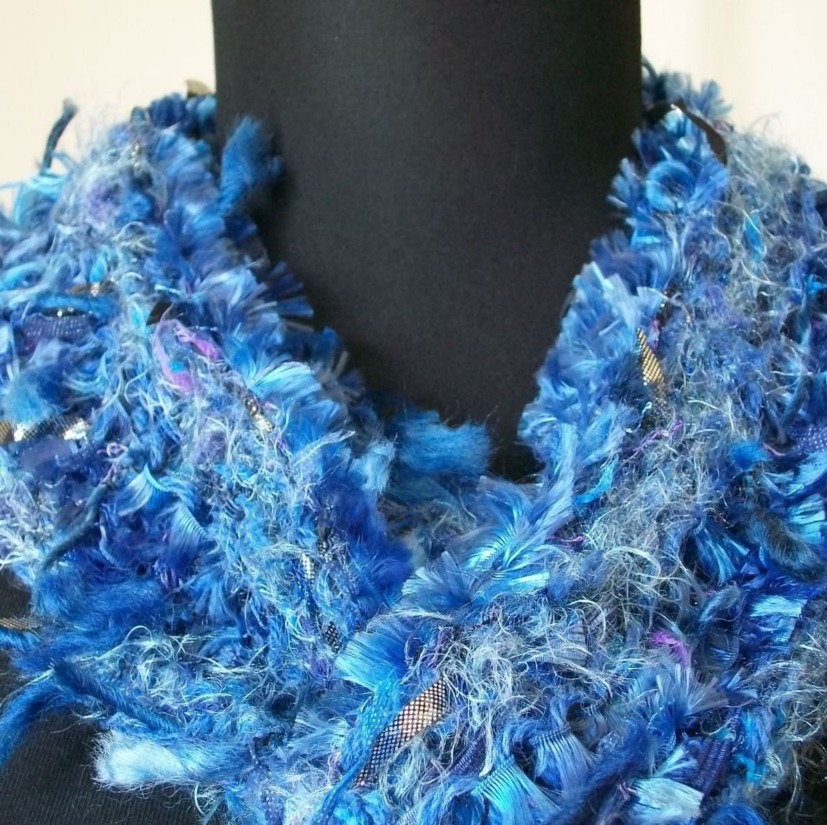 Hand Knit BLUE-tiful Scarf Wrap