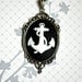 Pirate's Anchor Necklace - Gothic Black White Nautical Cameo - 40x30mm