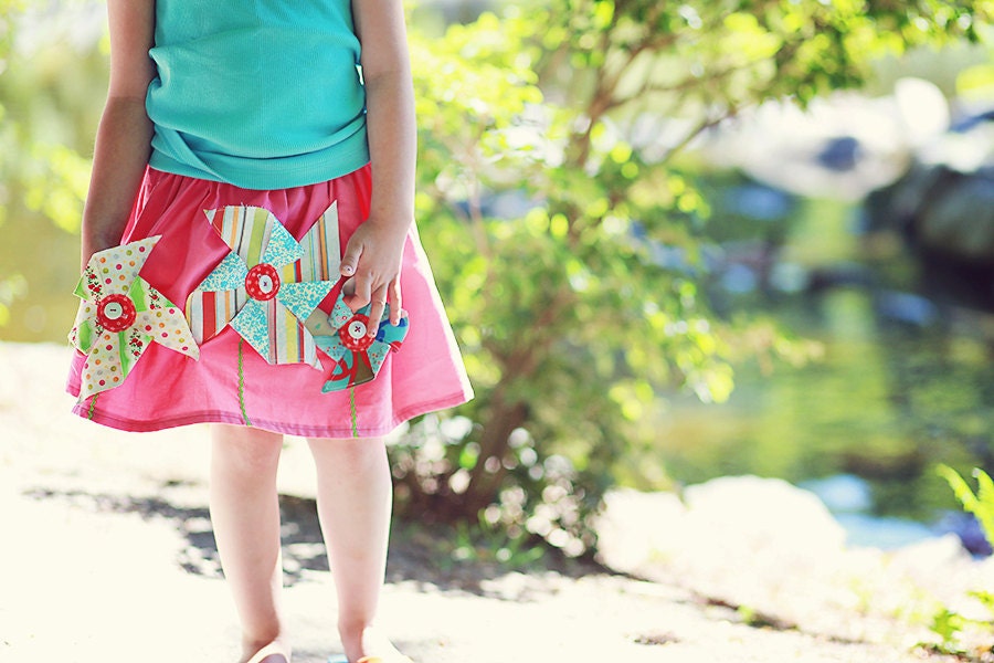 Girl's Pinwheel Cotton Twirl Skirt... Sizes 2T through 12