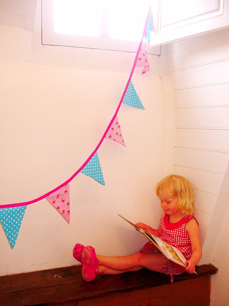 Pink Toadstool Flag Bunting - Made to order