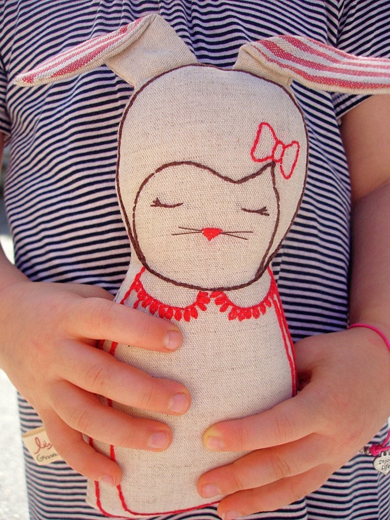 Florence - Linen rabbit/ soft animal/ Plush toy - Made to order - Free Worldwide Shipping