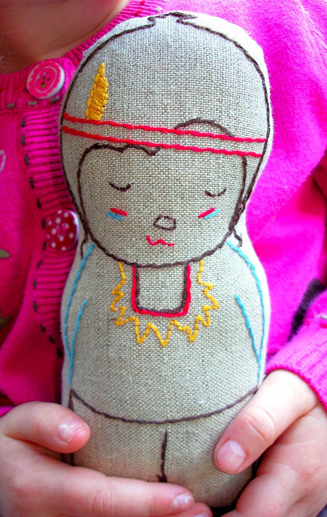Noah - Native American Indian Boy/ Linen Doll/ Plush Toy/Stuufed Toy/ Decor -  Made to order-FREE WORLDWIDE SHIPPING