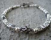 Two Names TWINS Bali Sterling Silver MotherGrandma Name Bracelet