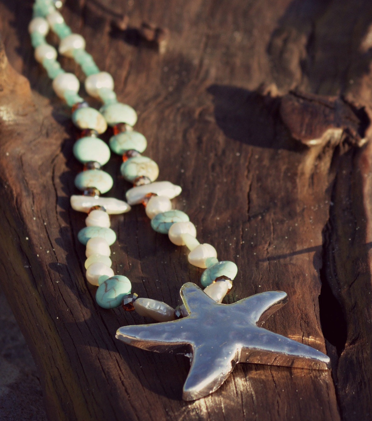 Starfish Turquoise Pearl Necklace