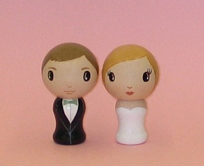 Wedding Cupcake Toppers Semi Custom and Hand Painted Small