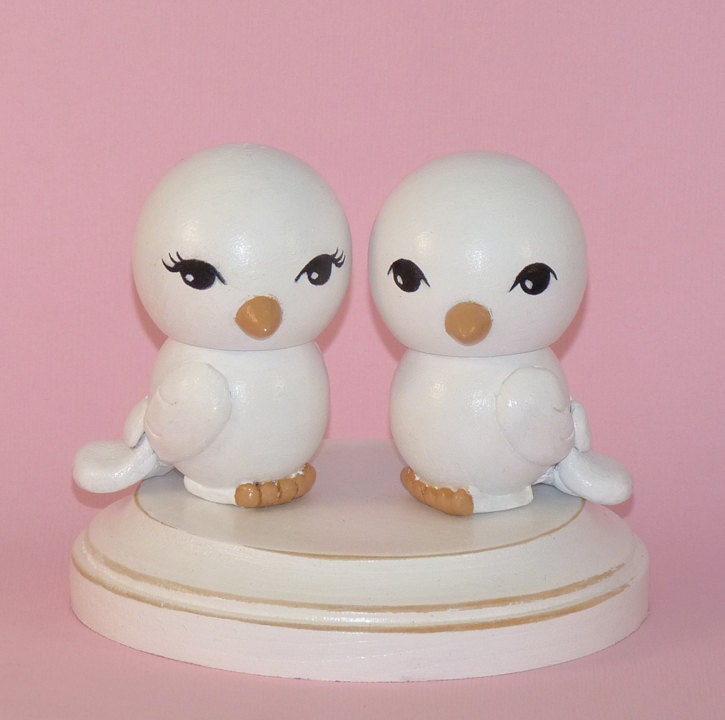 Love Bird Wedding Cake Toppers Hand Painted and Sculpted