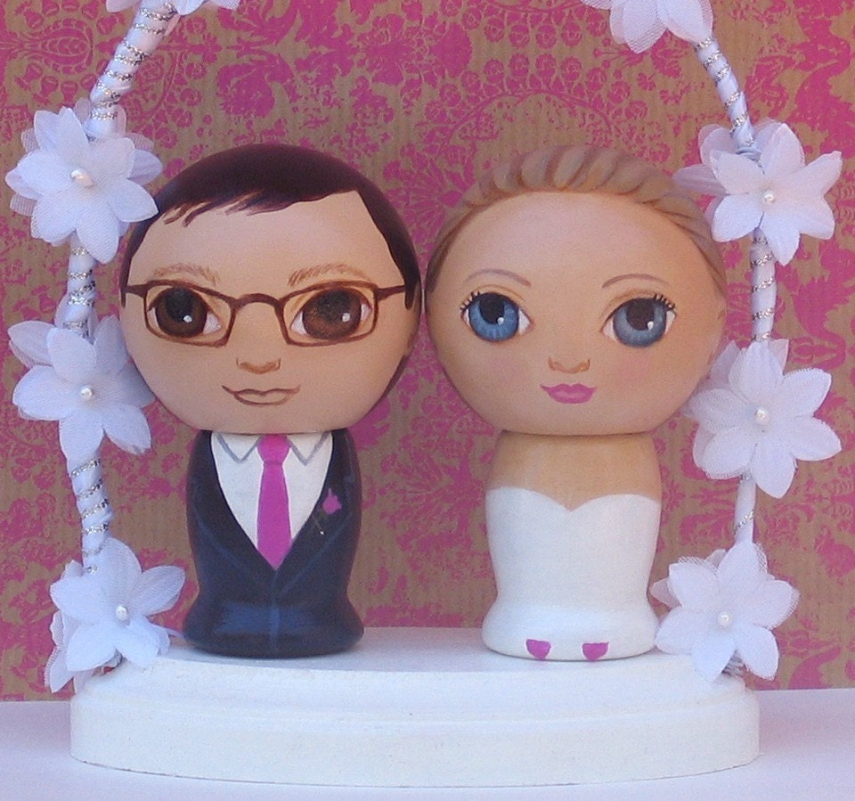 Custom Wedding Cake Toppers with Flowered Arch
