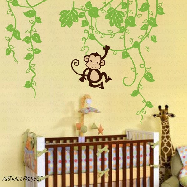 Removable Vinyl Wall Decal - Monkey in Jungle B type with one monkey