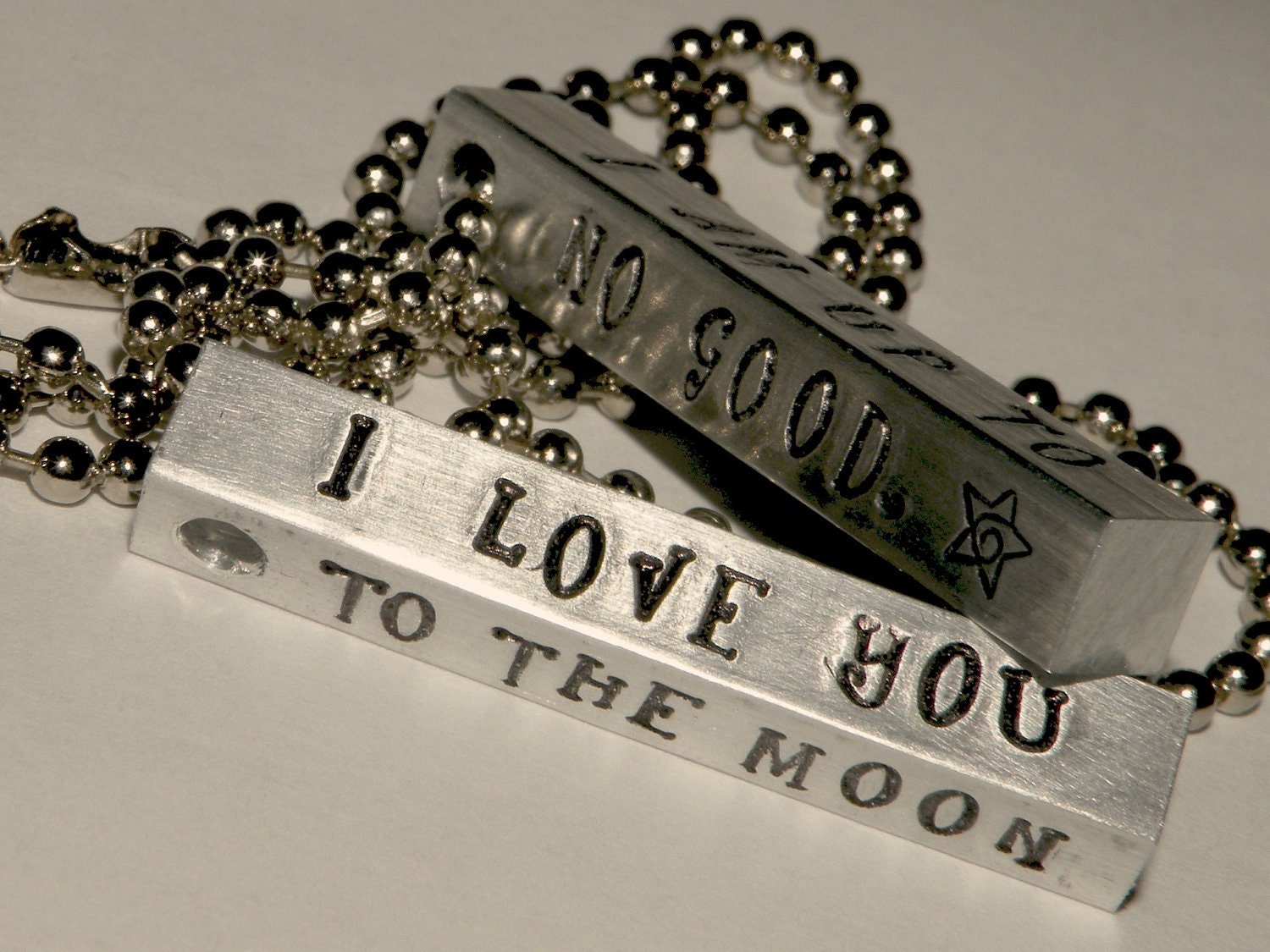 Square Bar Pendant Hand Stamped Custom Silver Metal