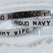 Military Families Support Troops Soldier Marines Air Force Army Navy Custom Hand Stamped Silver Metal Cuff Bracelet