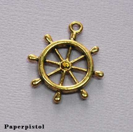 Large Gold Rudder Charm Add On - To Anything