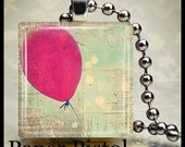 Red Balloon Scrabble Tile Pendant With Chain