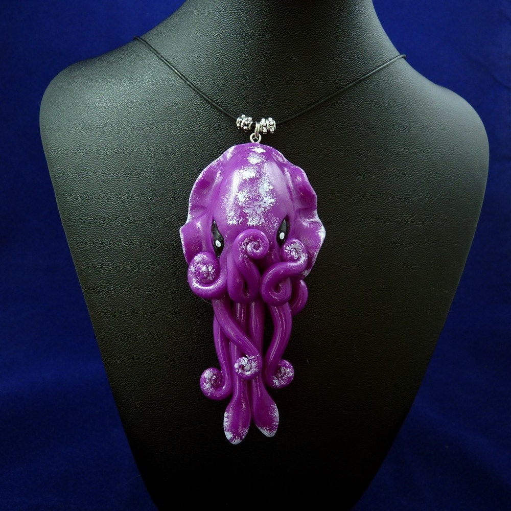 Violet Cuttlefish Necklace - Polymer Clay Jewelry