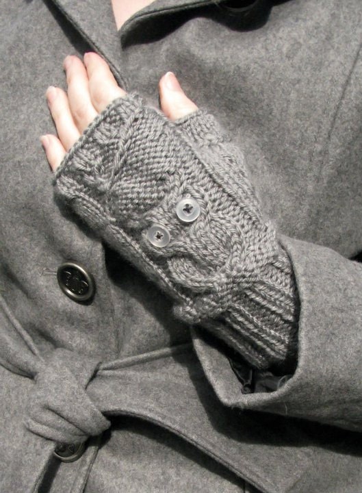 Custom knitted owl fingerless gloves