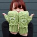Custom knitted owl fingerless gloves