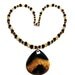 GOLDEN HEART Yellow Citrine Black Onyx Gold Filled Gold Vermeil 18in Pendant Necklace N409