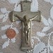 Religious Silver Metal Cross Inri Wall or Hand Held Vintage