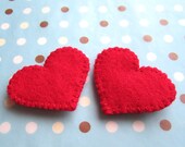 Red Handmade Felt Love Heart Shoe Clips - made to order