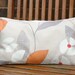 cushion cover retro flowers burnt orange and grey leaves , pillow cover 12 x 20 inch