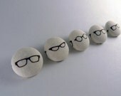 Retro Yellow Glasses Frames Fabric Covered Buttons