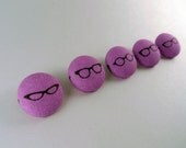 Retro Purple Glasses Frames Fabric Covered Buttons
