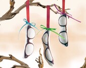 Vintage Glasses Frames Fabric Ornaments