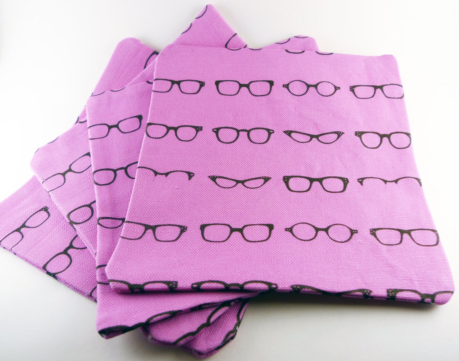 Purple Vintage Glasses Frames Fabric Coasters