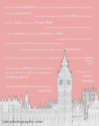 Downton Abbey Inspired - Quotes from Countess Violet - Pink Grey Gray Custom Color Choice 8x10 FREE SHIPPING