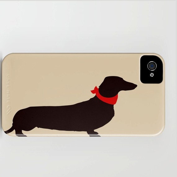 Dachshund Dog on iPhone Case - (4S, 4,5) black and beige color Dachshund silhouette personalized pet lover iPhone 5