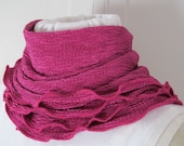 Pink Raspberry Fuschia Crinkle Shimmer Ruffle Cowl Infinity Scarf